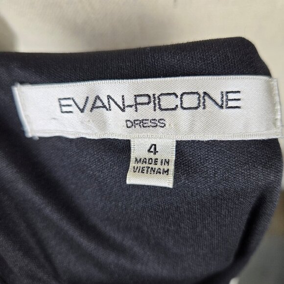 Evan Picone Dress Size 4 Black Cream Abstract Stripe A-Line Dress Faux Wrap Top - Picture 13 of 16